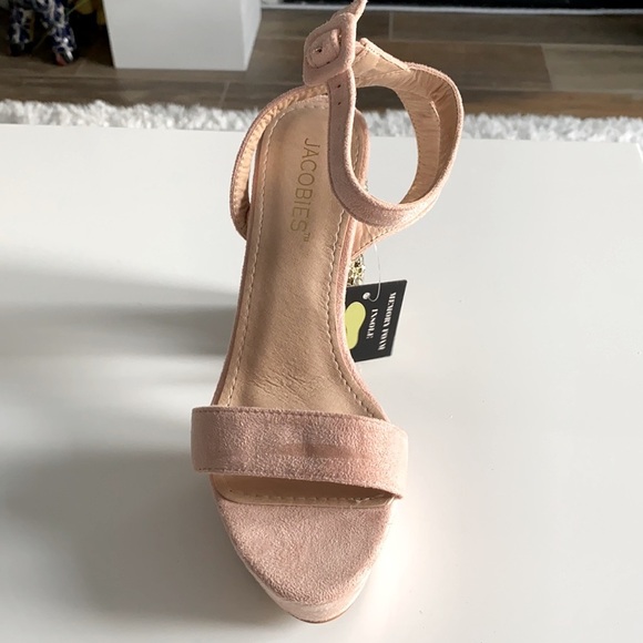Jacobies Blush Pink Platform Sparkle Gold Heels 6​ - Picture 3 of 15